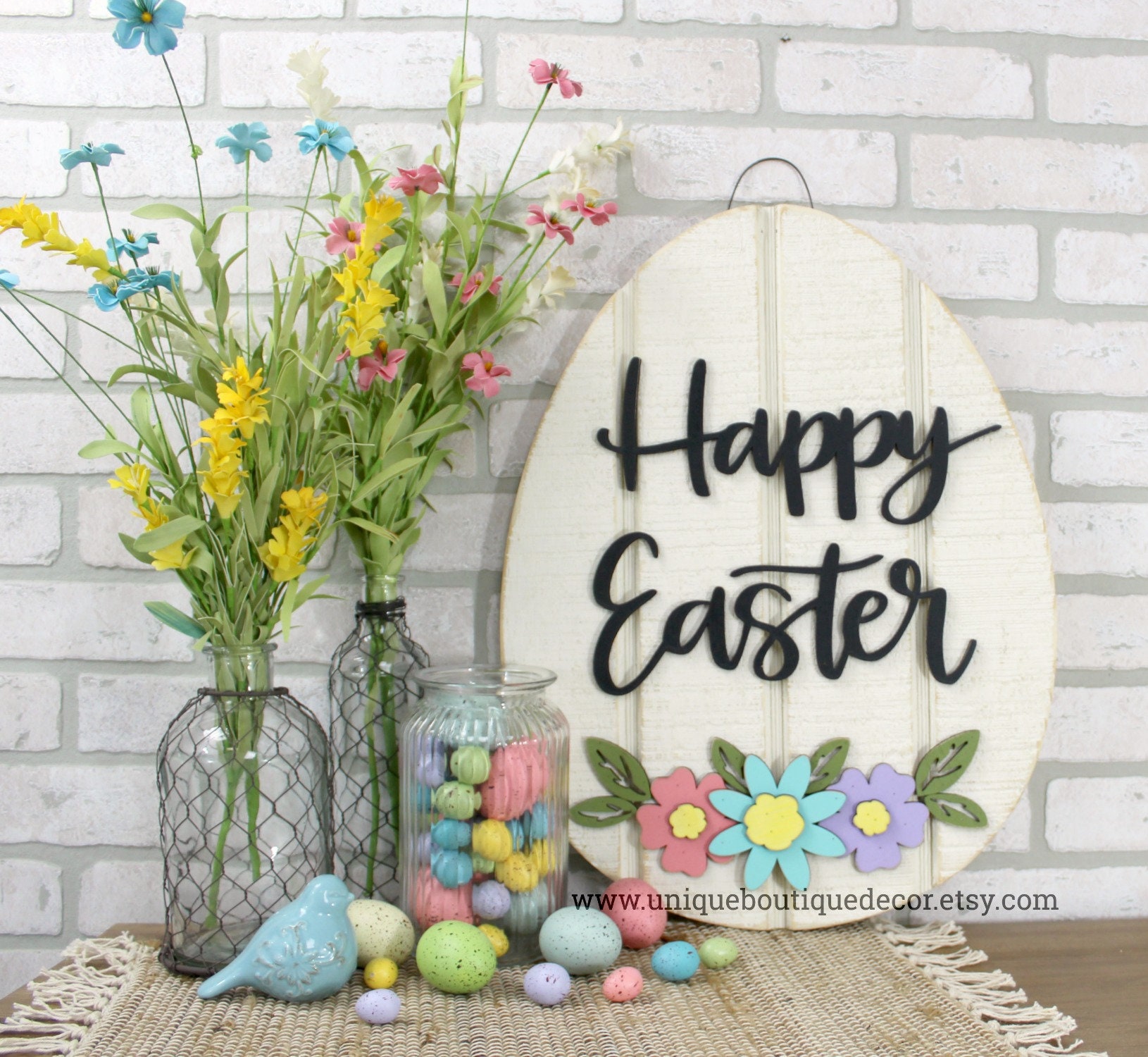 Greet All With A Happy Easter Egg Wreath Stand This Spring