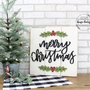 Merry Christmas Wood Sign, Farmhouse Christmas Decor, Rustic Shiplap Sign, Farmhouse wall decor, Rustic Home Decor, 17x17, Christmas signs
