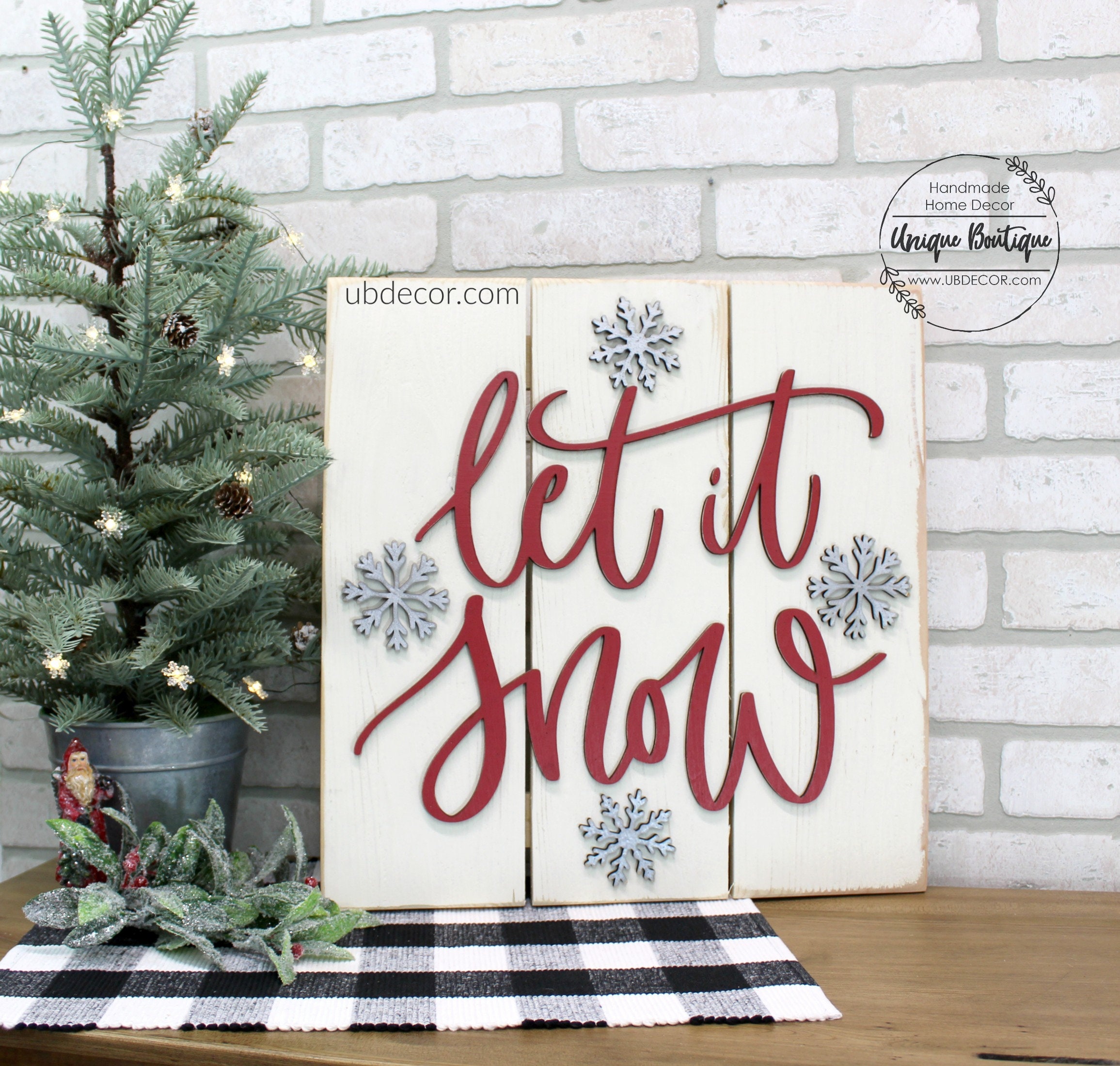 Let It Snow Rustic Christmas Tree Pallet Art 