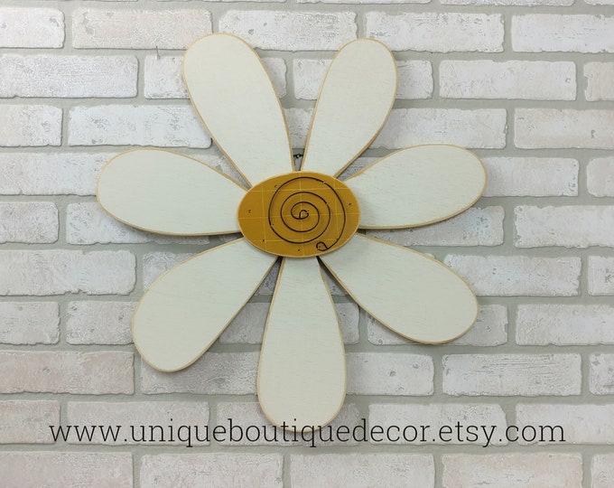 Flower Door Hanger 21 Inch White Wood Daisy FLOWER Door Sign Etsy