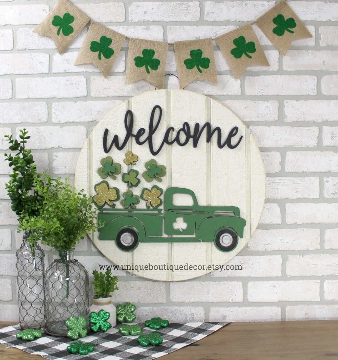 St. Patrick's Day Door Hanger Welcome Door Sign Green - Etsy