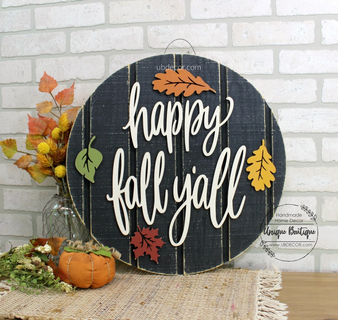 Front Door Decor, Happy Fall Y'all Door Sign, Fall Door Hanger, Autumn