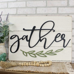 Gather sign, Farmhouse Wall Decor, Rustic Shiplap Sign, fixer upper style, wooden shiplap sign,rustic home decor, gallery wall, 23x17