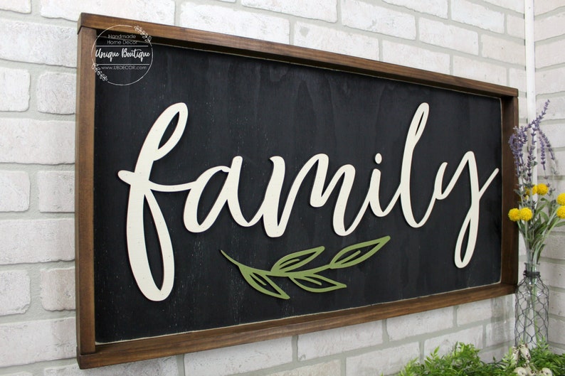 Framed Family Sign Large Family Room Sign Hanging Wood Sign Etsy