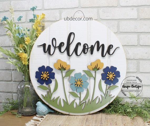 Spring Decoration Wood Door Wall Signs, Wooden Wreaths