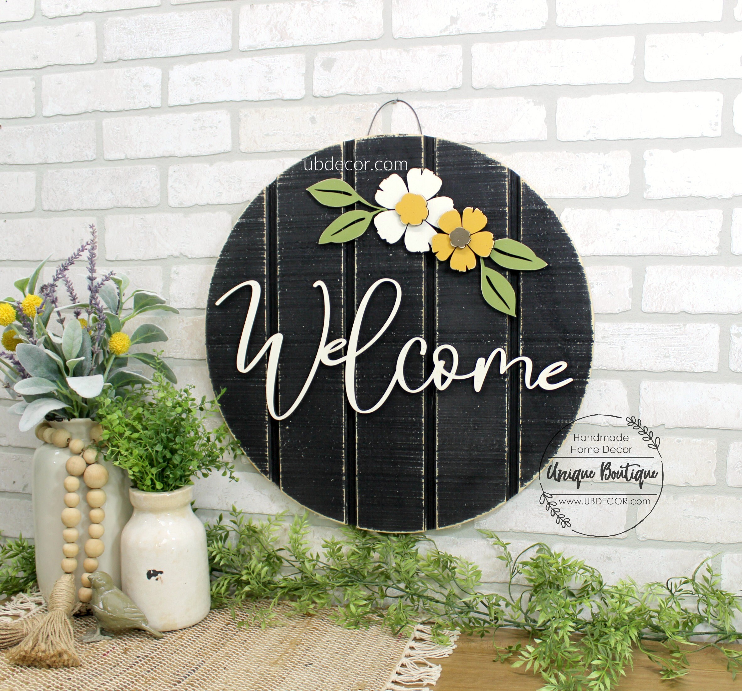 Spring Decoration Wood Door Wall Signs, Wooden Wreaths