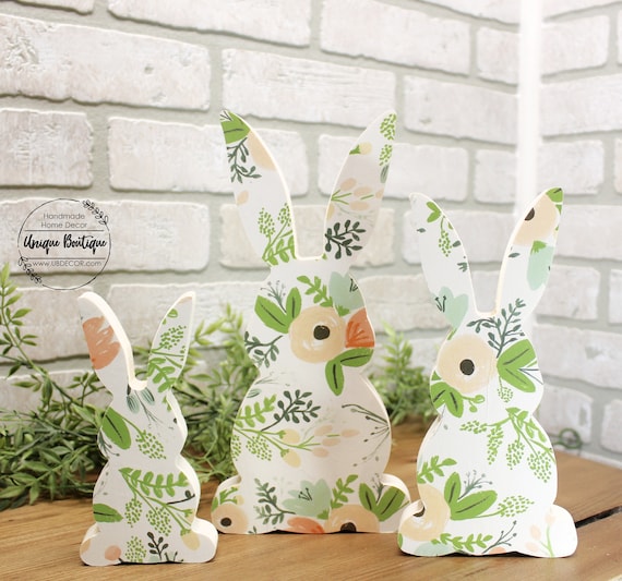 tiered tray easter wood bunny rabbit add on Home Décor Decorative Trays