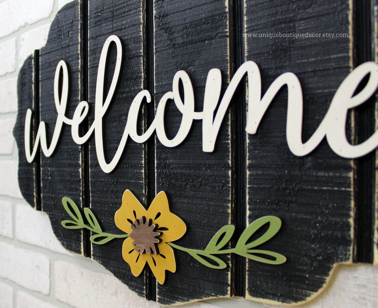 Mustard Flower Door Sign Fall Door Hanger Modern Etsy