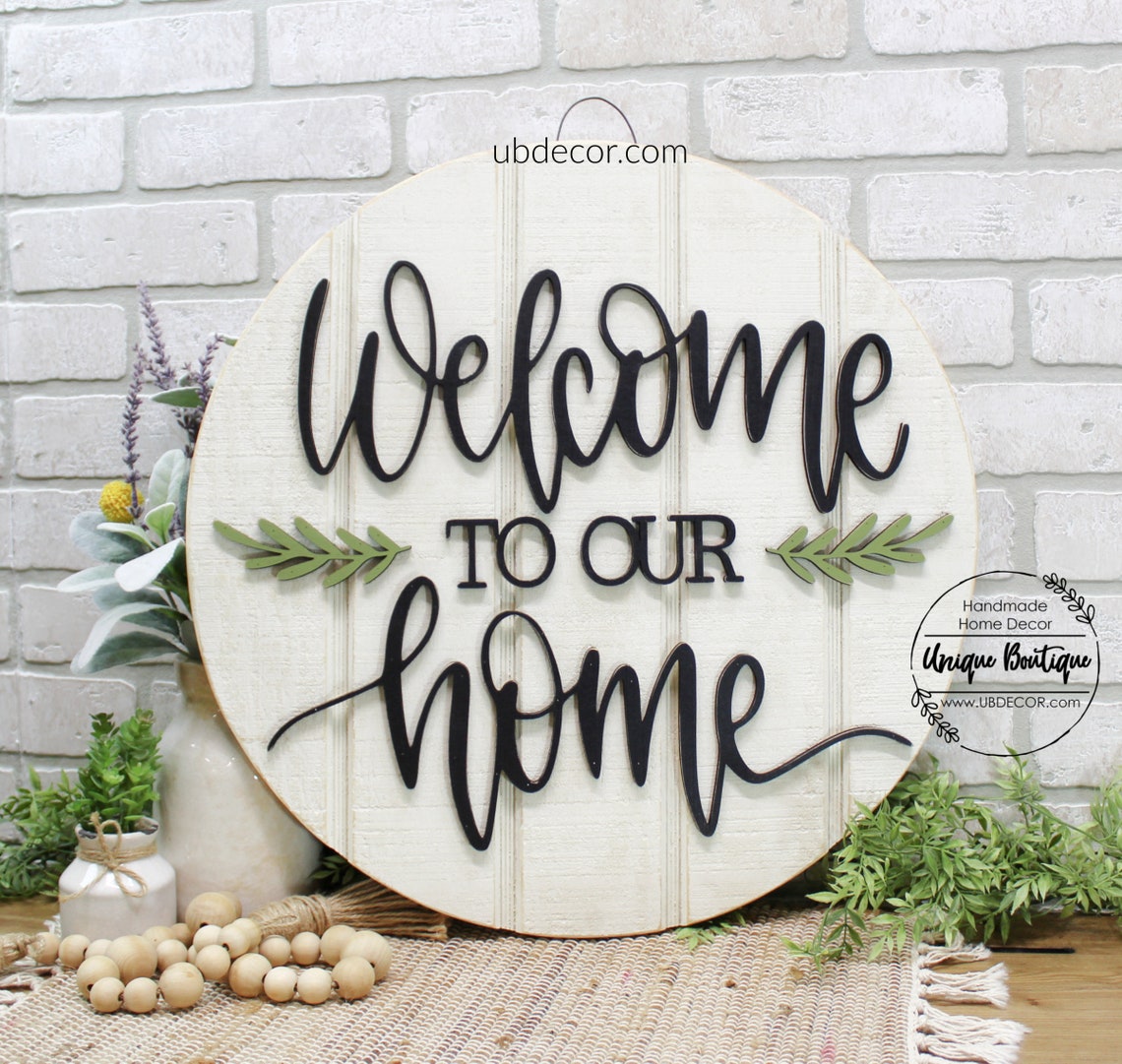 Welcome to our Home Sign Wood Door Hanger Rustic Home Decor | Etsy