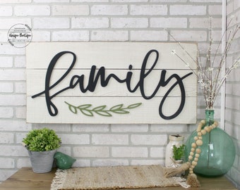 Large Family Sign, Wooden shiplap sign, Sign for Family room, wood wall art, 35 x 16, Farmhouse Wall decor, Hanging wood sign