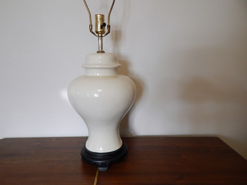 Vintage Ginger Jar Lamp Cream Lamp Large Lamp Etsy