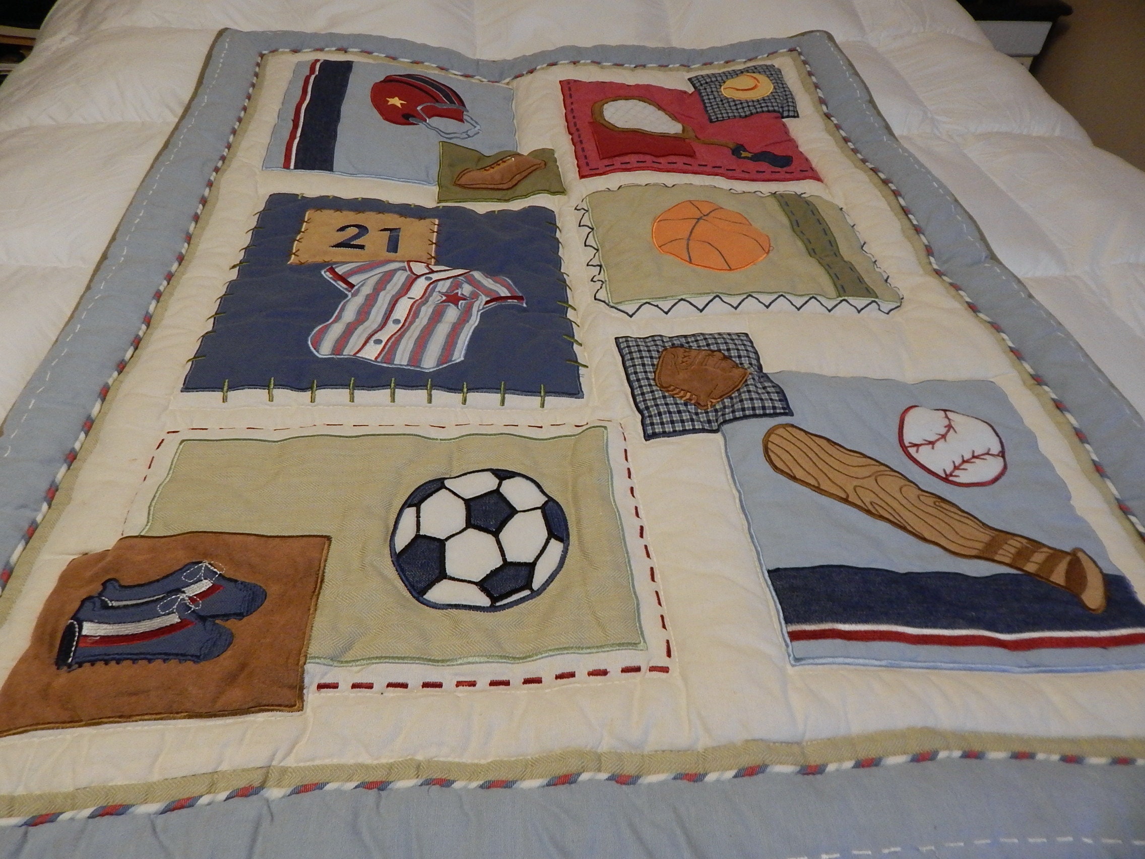 Vintage Quilt Patchwork Kleinkind Sport Quilt Reversible Etsy