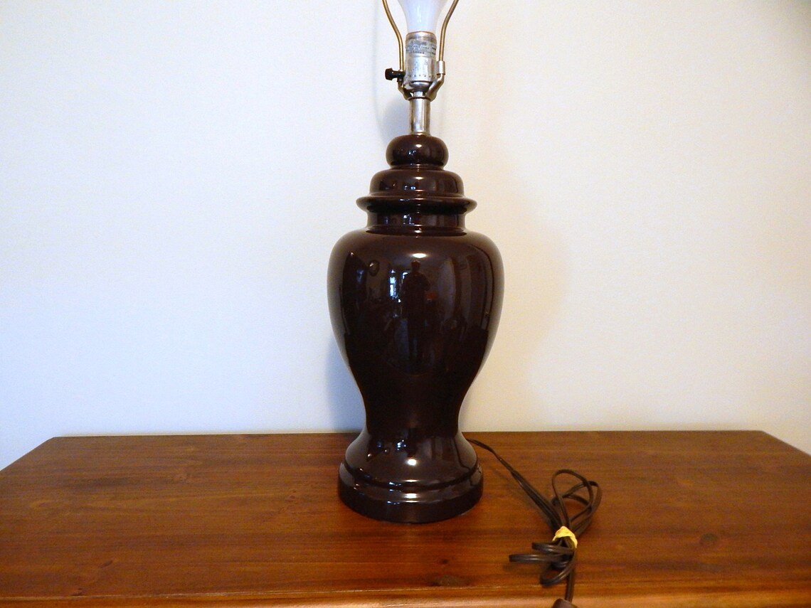 Vintage Ginger Jar Lamp Temple Lamp Classic Chocolate Brown Etsy