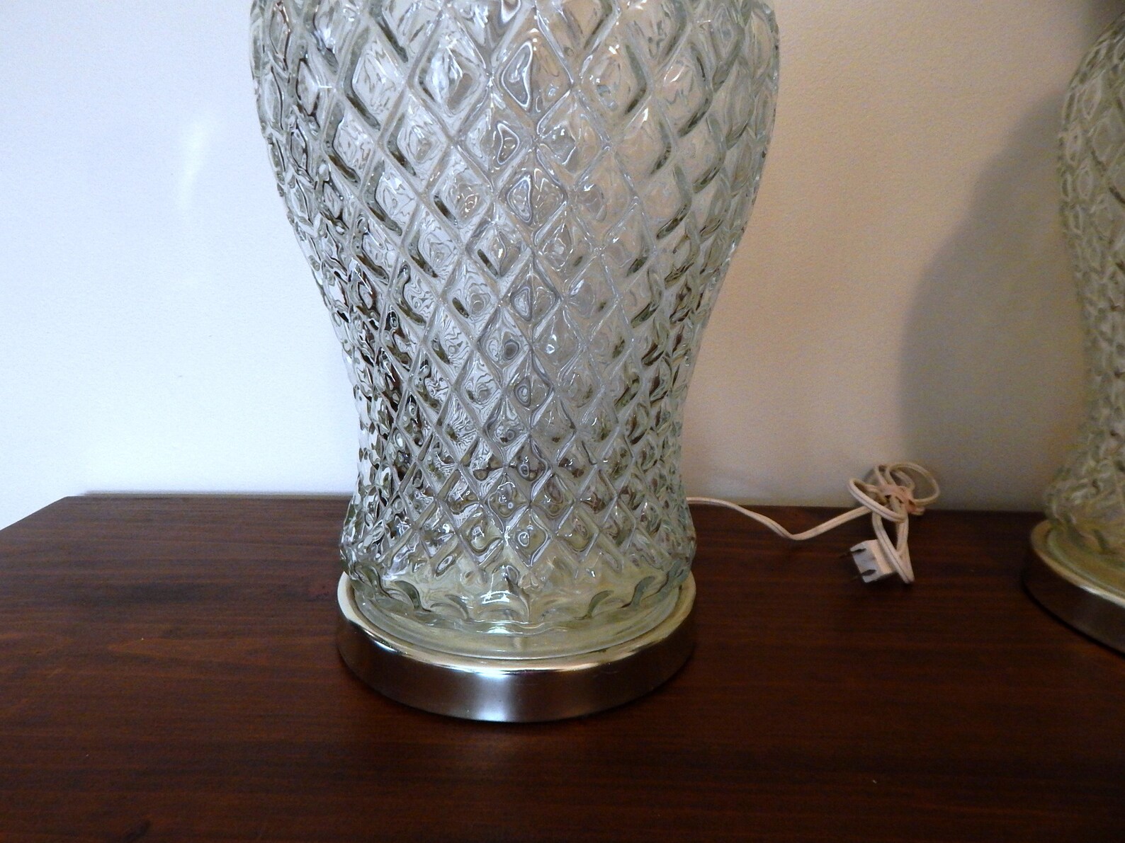 Vintage Ginger Jar Lamp Cut Glass Large Diamond Pattern Clear Etsy