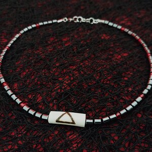 Etched Bone and Hematite Choker