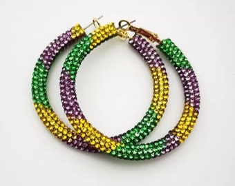 Mardi Gras Hoop Earrings Masquerade earrings Mardi Gras Parade Mardi Gras Party Mardi Gras NOLA Louisiana