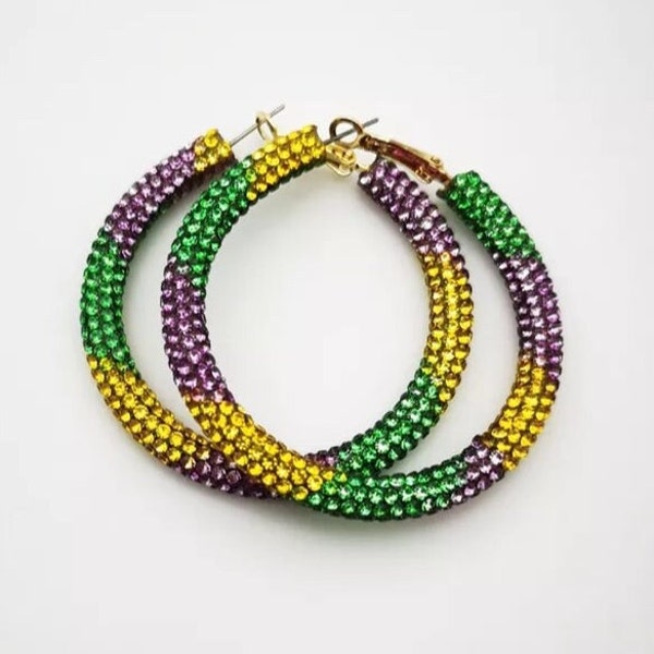 mardi gras hoop earrings