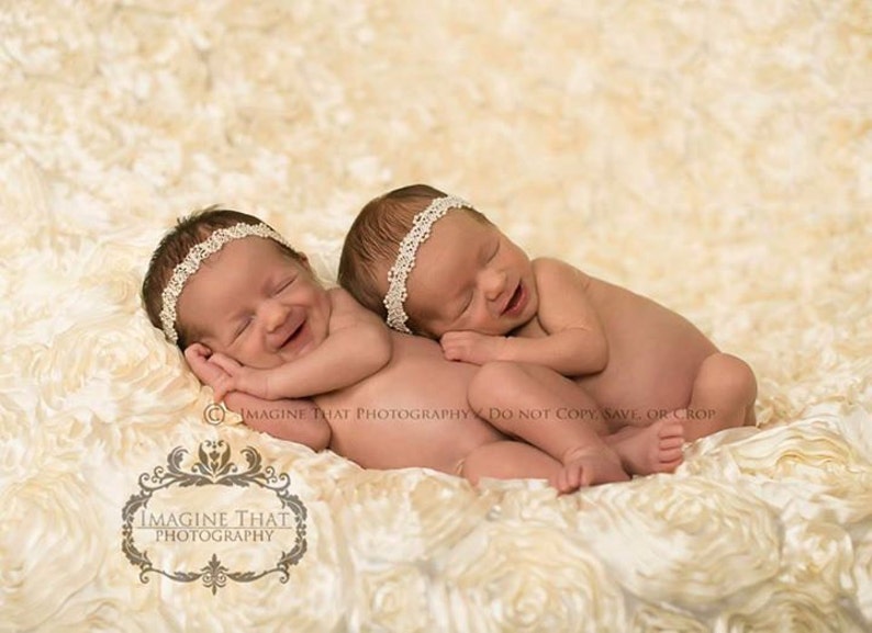 Ava Pearl Headband Newborn Pearl Headband Pearl Halo Headband Baby Girl Pearl Headband Twin Sets Girl Newborn Twin Set Newborn Twin Props