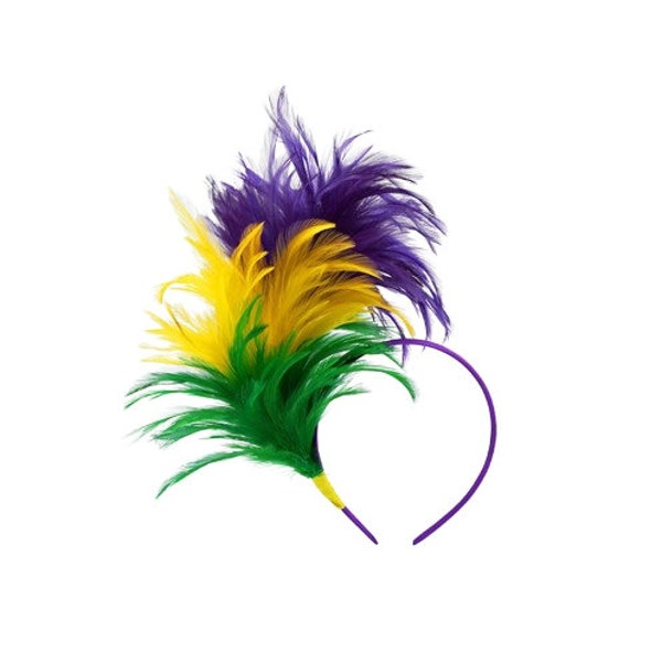 Bandeau plumes du Mardi Gras Bandeau NOLA Bandeau défilé du Mardi Gras Fête du Mardi Gras Cheveux du Mardi Gras Bandeau du Mardi Gras