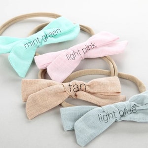 Nylon Newborn Headbands Newborn Photography Props Newborn Bow Bands Cream Headband Mint Headband Rose Headband image 5