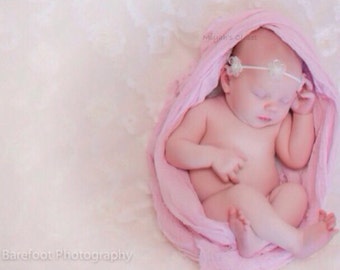Shimmer Petal ~ Newborn Flower Headband Newborn Photo White Newborn Headband Flower Newborn Headband
