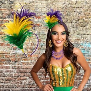 Mardi Gars Feather Flapper Pannband Mardi Gras Pannband Fast Ship Mardi Gras Pannband bild 2