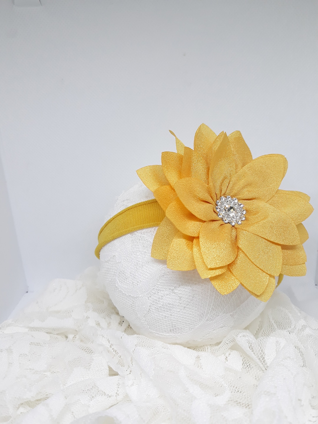 Mustard Headband New Baby Headbands Diamond Flower Headband Nylon