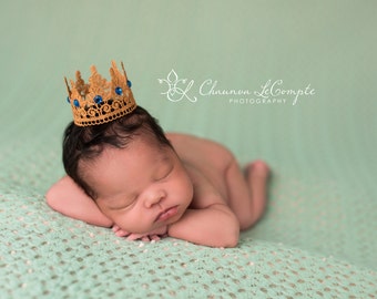 Little Prince Golden King Crown Golden Lace Crown Royal Blue Gold Crown Newborn Boy Baby Boy Crown Boy Crown Blue Fast Shipping