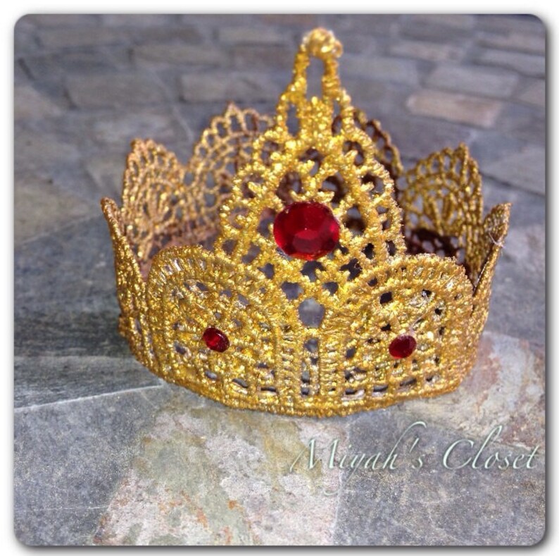 Queen Ann Golden Lace Crown Newborn Gold Tiara Lace Tiara Etsy