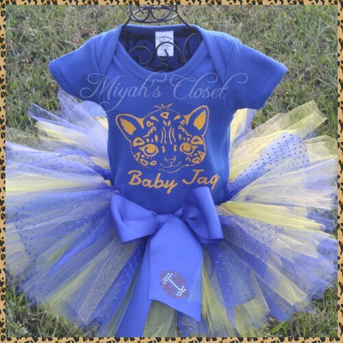 Baby Jag College Inspired- outlet Jaguar Tutu Set Gold Blue Tutu Set