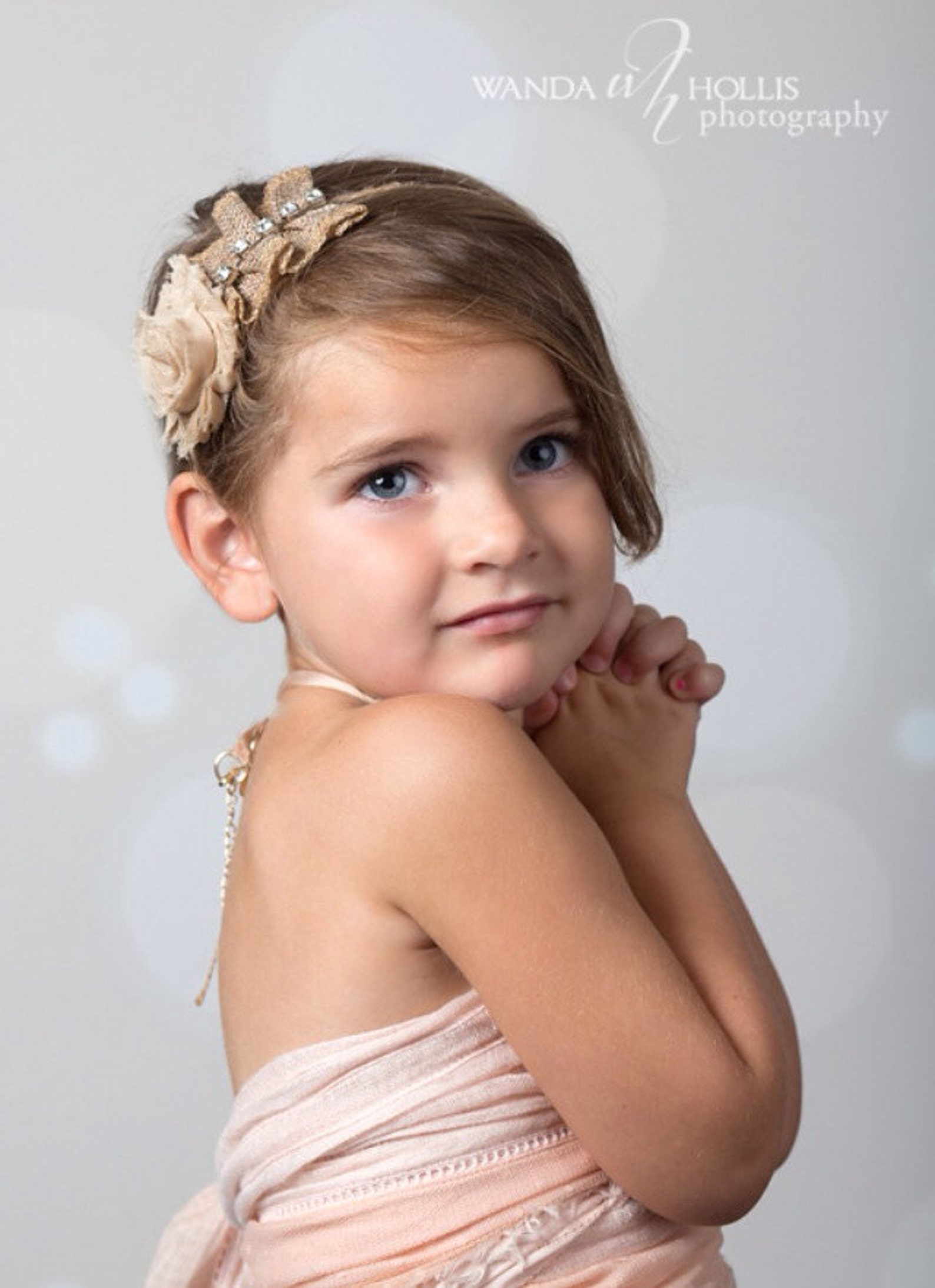 Burlap Sparkle Rhinestone Tieback Flower Girl Headband Etsy