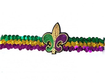 Mardi Gras Sequin Headband Best Deal Headband Fast Shipping Mardi Gras