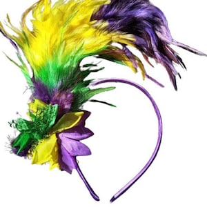 Mardi Gars Feather Flapper Pannband Mardi Gras Pannband Fast Ship Mardi Gras Pannband bild 1