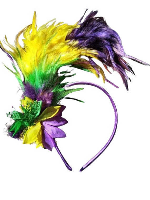 Mardi Gars Feather Flapper Headband Mardi Gras Headbands Fast Ship Mardi Gras Headband