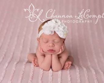 White Newborn White Newwborn Headband Christening Headband Baptism Headband Newborn White Headband Special Occasion Headband