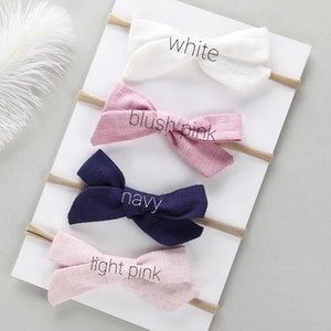 Nylon Newborn Headbands Newborn Photography Props Newborn Bow Bands Cream Headband Mint Headband Rose Headband image 7