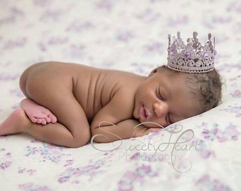 Lilac Princess Crown Lavender Newborn Crown Newborn Photo Prop Newborn Lace Crown Girl Lace Crown Newborn Props Infant Props