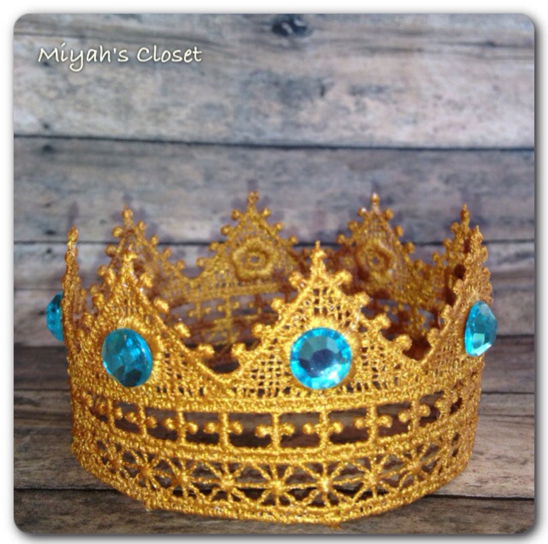 Tudor Golden Lace Crown ~ Majestic Lace Crown Whimsical Lace Crown Camelot  Lace Crown Newborn Turquoise Gold Crown Royal Infant Crown - Etsy