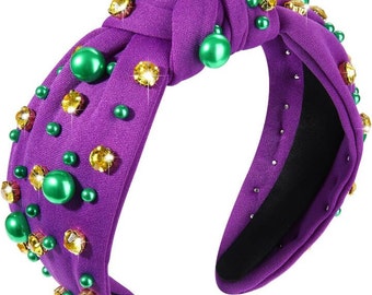 Mardi Gras HeadbandMardi Gras Headband Women Mardi Gras Jeweled Headband New Orleans Mardi Gras Hair Accessories, Embellishments