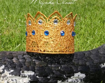 Newborn Boy vintage Style Crown Blue Newborn Crown Gold Newborn Crown