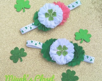 St. Patrick es Day First St. Patrick es Day Stirnband Rosa Grün Klee Stirnband Vierblättchen Kleeblatt Baby St Patty Day