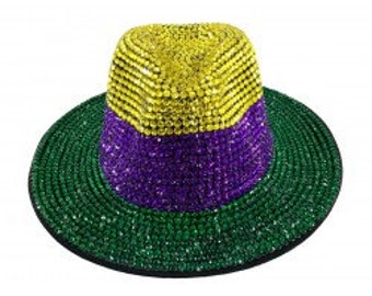 Mardi Gras Hat Women Hat Mardi Gras Men HatMardi Gras Fedora Mardi Gras Hat Wool Fedora Mardi Gras Hair NOLA