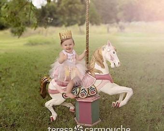 The Carousel First Birthday Princess Crown Gold Crown Princess Crown Birthday Crown Baby Crown One Half Crown One Half Birthday Crown