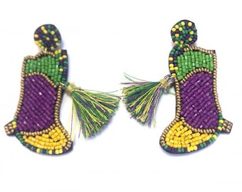 Mardi Gras Earrings, bead earrings, NOLA sead beads Earrings Fat Tuesday Shake Your Booty Earrings New Orleans Mardi Gras Party Majorette