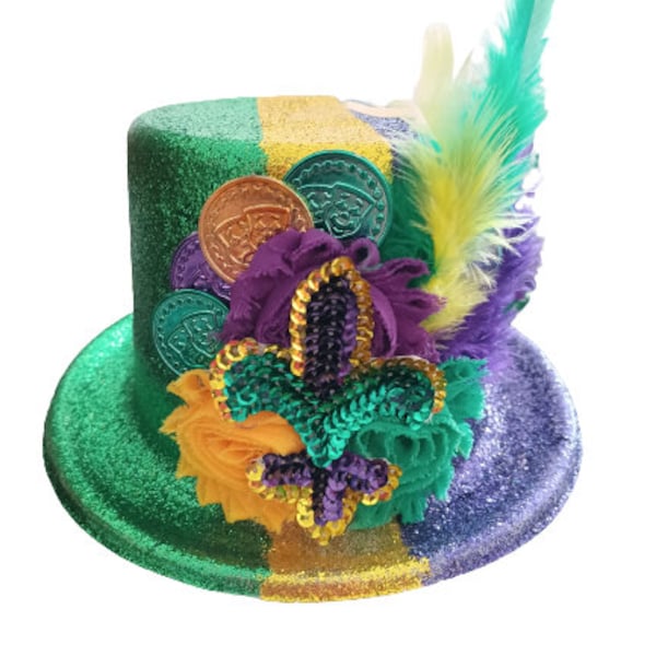 Chapeau de Mardi Gras fleur de lys Chapeau de Mardi Gras à sequins Chapeau de Mardi Gras pour homme Chapeau de Mardi Gras Grand Marshall New Orleans Fast Shippng