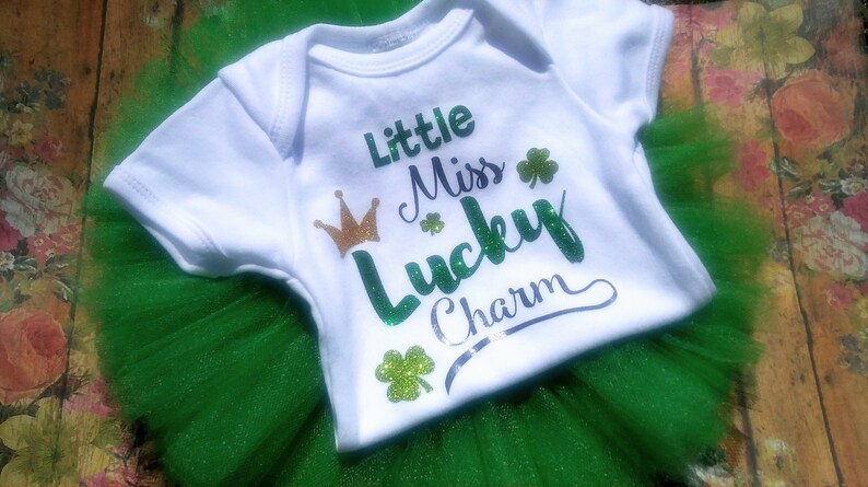 Little Miss Lucky Charm St Patricks Day Outfit Too Cute To Pinch St Patricks Day Parade