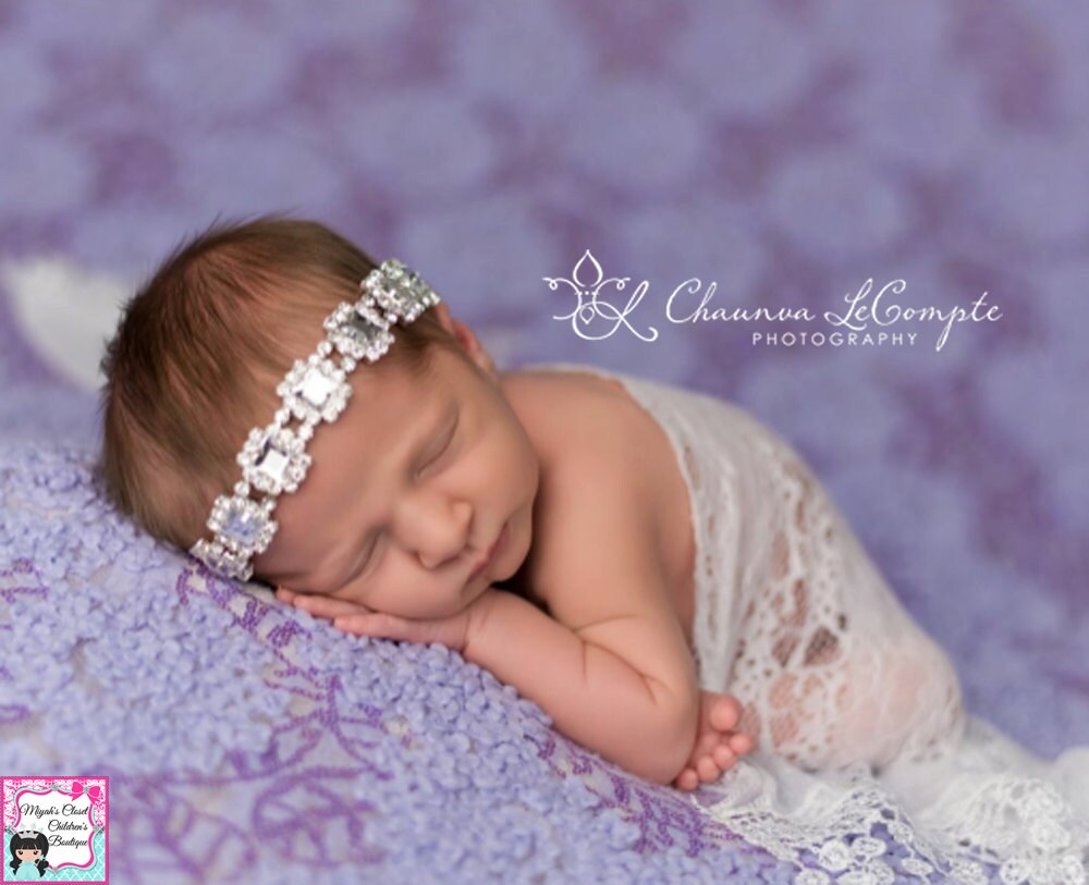 Christening Rhinestone Headband Newborn Rhinestone Headband Etsy