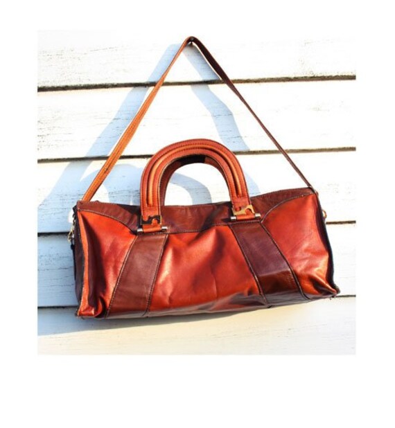 Brown Cognac Leather Vintage Woman Bag