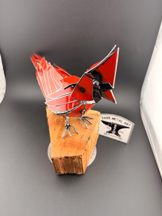 Rustic Metal Cardinal Sculpture