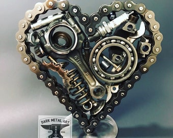Handmade Heart Sculpture: Motorhead Gift